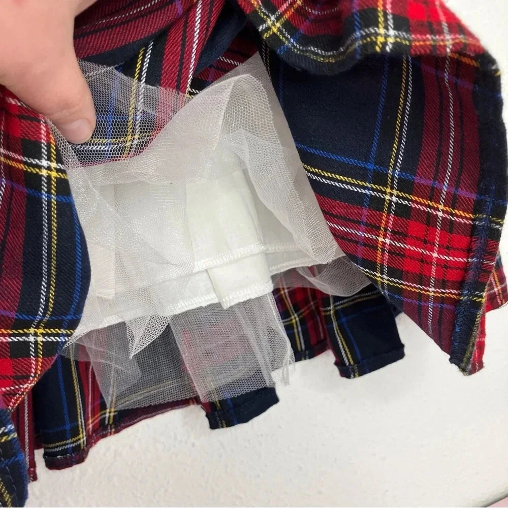 NWT Trish Scully tartan plaid Lola dress long‎ sleeve blue and red holiday 4 yrs